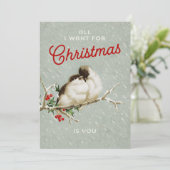 Vintage kerstTortelduifjes Feestdagenkaart (Staand voorkant)