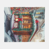 Vintage kersttram in de sneeuw fleece deken (Voorkant (Horizontaal))
