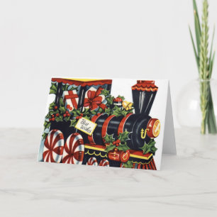Vintage kersttrein feestdagen kaart