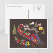 Vintage kersttrein feestdagenkaart (Voorkant / Achterkant)