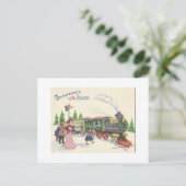 Vintage kersttrein feestdagenkaart (Staand voorkant)
