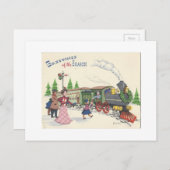 Vintage kersttrein feestdagenkaart (Voorkant / Achterkant)