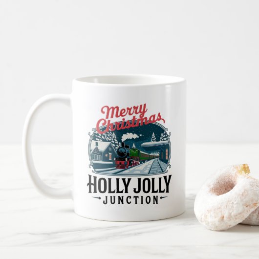 Vintage kersttrein koffiemok (Met donut)