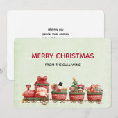 Vintage kersttrein met een speelgoedfeestkaart feestdagenkaart (Voorkant / Achterkant)