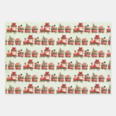 Vintage kersttrein met speelgoedpatroon inpakpapier vel (Voorkant 2)