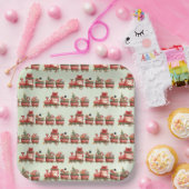 Vintage kersttrein met speelgoedpatroon papieren bordje (Feest)