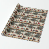 Vintage Kersttrein Ornamenten Pine Branches Cadeaupapier (Uitgerold)