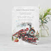 Vintage Kersttrein Verjaardagskaart Kaart (Staand voorkant)