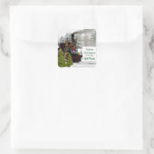 Vintage Kersttrein Vierkante Sticker (Tas)