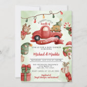 Vintage-kersttruck Baby shower uitnodiging (Voorkant)