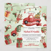 Vintage-kersttruck Baby shower uitnodiging (Voorkant / Achterkant)
