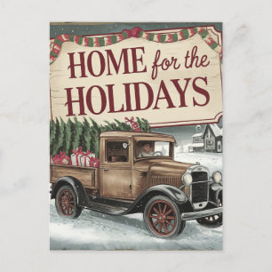 Vintage Kersttruck Home voor de Feestdagen Briefkaart