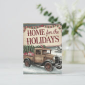 Vintage Kersttruck Home voor de Feestdagen Briefkaart (Staand voorkant)