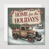 Vintage Kersttruck Home voor de Feestdagen Kaart (Voorkant / Achterkant)