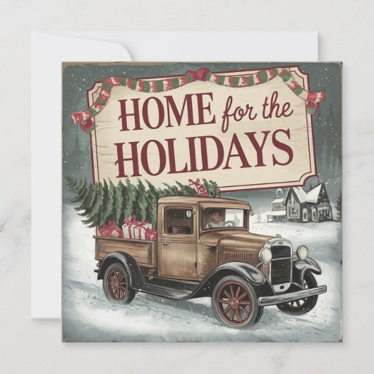 Vintage Kersttruck Home voor de Feestdagen Kaart (Voorkant)