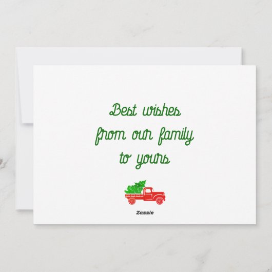 Vintage kersttruck met dennenbos feestdagenkaart (Achterkant)