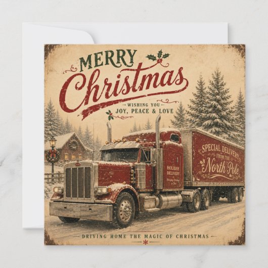 vintage kersttruck plat kaart (Voorkant)