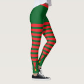 Vintage Kerstvakantie Elf Rood Groen Gestreept Leggings (Rechts)