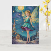 Vintage kerstvakantie Fairy  Kaart (Gele Bloem)