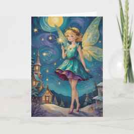 Vintage kerstvakantie Fairy  Kaart