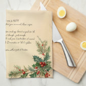 Vintage Kerstvakantie Familie Recept Theedoek (Quarter Fold)