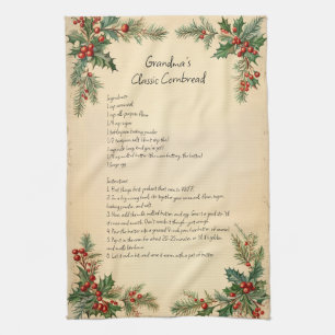 Vintage Kerstvakantie Familie Recept Theedoek