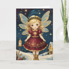 Vintage kerstvakantie fee gepersonaliseerde tekst kaart