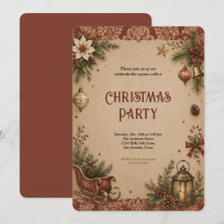 Vintage Kerstvakantie Feestviering Kaart