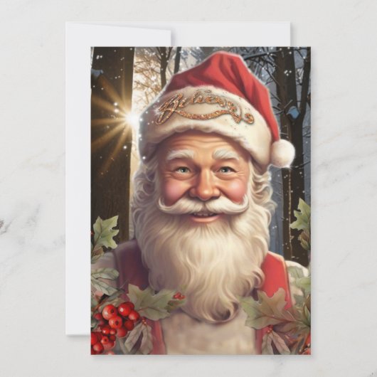 Vintage kerstvakantie Kerstman bos Feestdagenkaart (Voorkant)