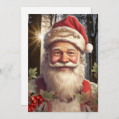 Vintage kerstvakantie Kerstman bos Feestdagenkaart (Voorkant / Achterkant)