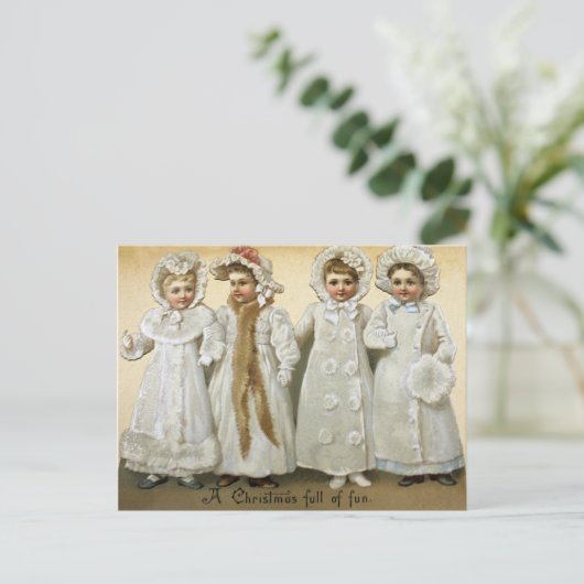 Vintage kerstvakantie kinder briefkaart (Staand voorkant)
