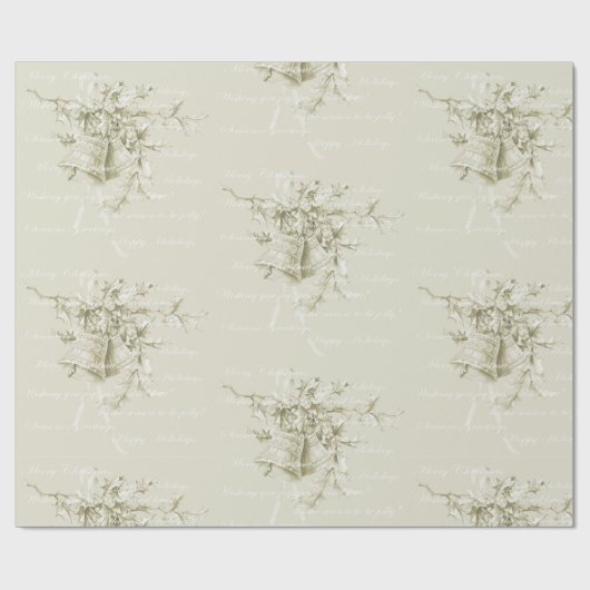 Vintage kerstvakantie klokken neutraal cadeaupapier (Vlak)