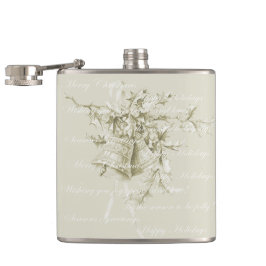 Vintage kerstvakantie klokken neutraal heupfles