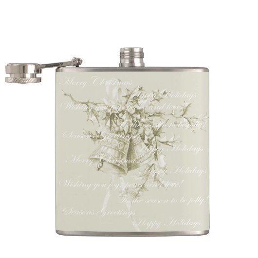 Vintage kerstvakantie klokken neutraal heupfles (Geopend)