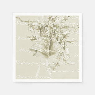 Vintage kerstvakantie klokken neutraal servet