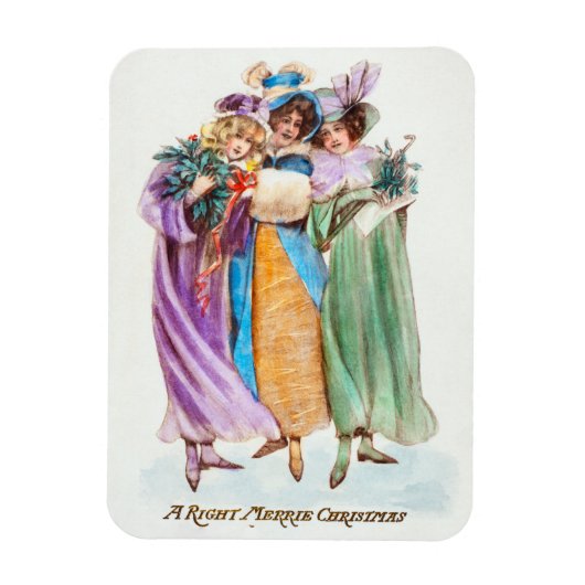 Vintage kerstvakantie magneet (Verticaal)