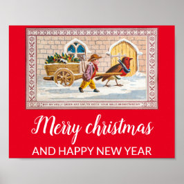 Vintage kerstvakantie poster