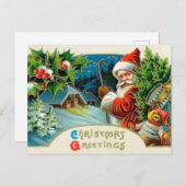 Vintage Kerstvakantie Santa scene briefkaart (Voorkant / Achterkant)