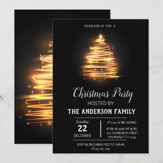 Vintage Kerstvakantie uitnodiging (Voorkant / Achterkant)