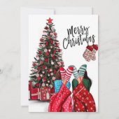 Vintage Kerstvakantie uitnodiging (Achterkant)