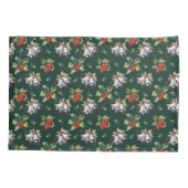Vintage Kerstvakantie Zilveren klokken en Holly Kussensloop (Achterkant)