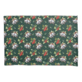 Vintage Kerstvakantie Zilveren klokken en Holly Kussensloop (Voorkant)