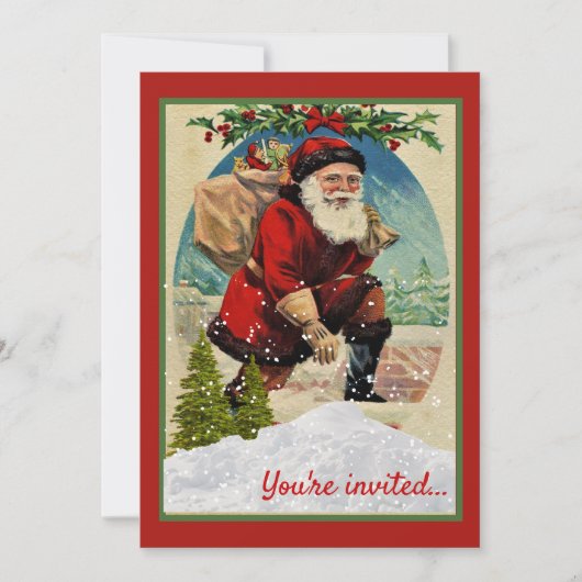 Vintage Kerstvakantiefeest met Sinterklaas   Kaart (Voorkant)