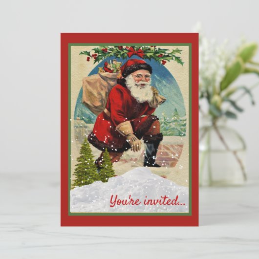 Vintage Kerstvakantiefeest met Sinterklaas Kaart (Staand voorkant)