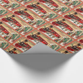 Vintage kerstvakantietrein cadeaupapier (Hoek)