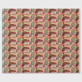 Vintage kerstvakantietrein cadeaupapier (Vlak)