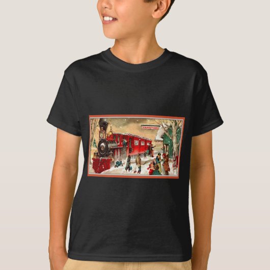 Vintage kerstvakantietrein t-shirt (Voorkant)