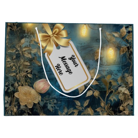 Vintage Kerstverlichting op maat Groot Cadeauzakje (Achterkant)