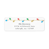 Vintage kerstverlichting vakantie retour adres etiket (Voorkant)