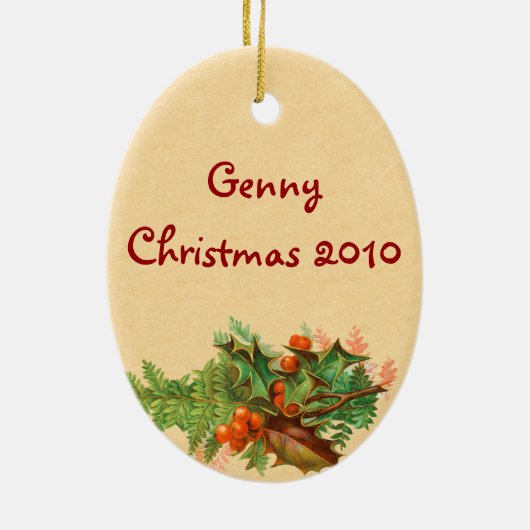 Vintage kerstversiering keramisch ornament (Achterkant)